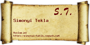 Simonyi Tekla névjegykártya